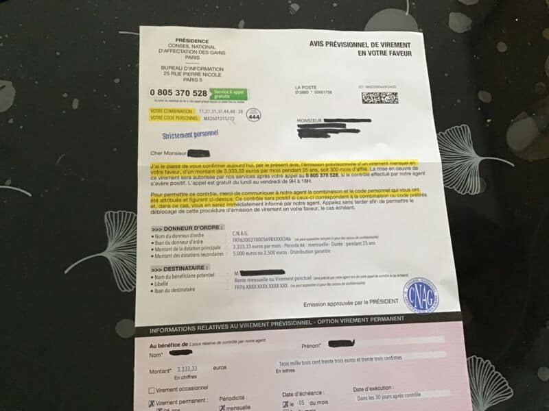 Conseil national d'affectation des gains à Paris arnaque